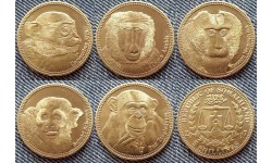 Набор из 5 монет Сомалиленда 5 шилингов 2016 г. Обезьяны