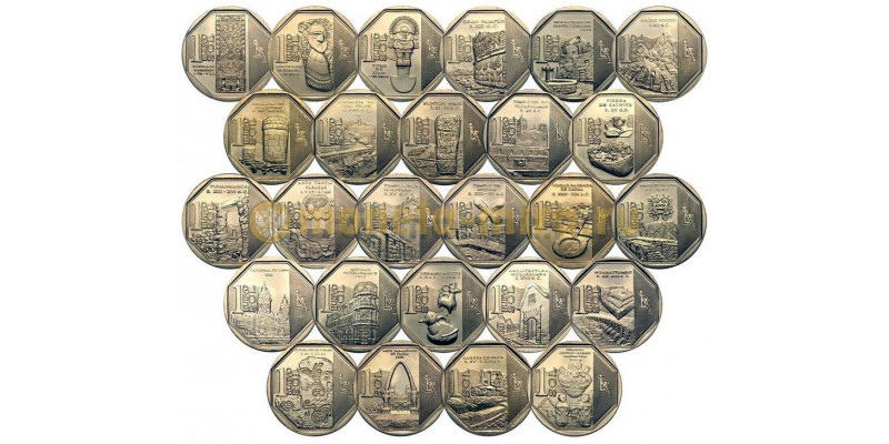Набор из 26 монет Перу 1 соль 2010-2016 гг.. серия Богатство и гордость Перу