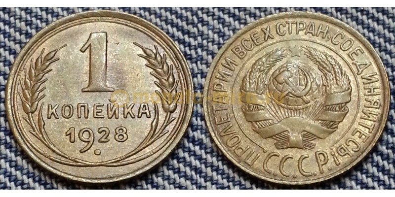 1 копейка СССР 1928 г. Федорин А.И. шт. 1.2 #13
