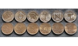 Набор из 6 монет Венгрии 5 форинтов 2021 г. 75 лет форинту