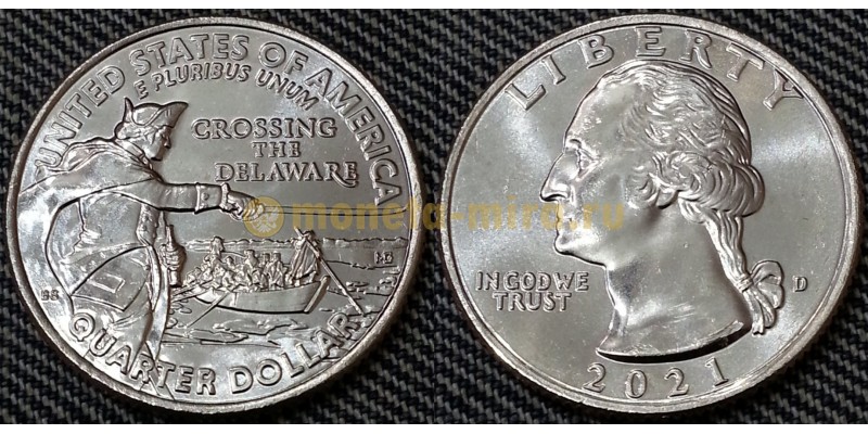 25 центов США 2021 г. Джордж Вашингтон - Переправа через реку Делавэр, двор D