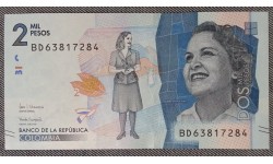 2000 песо Колумбии 2019 год