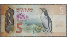 5 долларов Новой Зеландии 2015 г. пластик