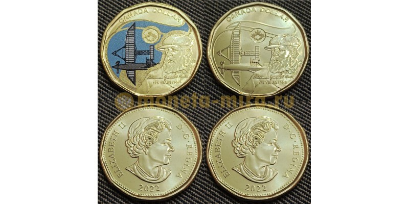 Набор из 2 монет Канады 1 доллар 2022 г. 175 лет со дня рождения Александра Грейама Белла