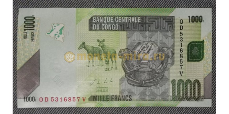 1000 франков Конго 2020 г. 