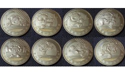 Набор из 8 монет Китая  1 юань 2008 г.  Летняя Олимпиада в Пекине