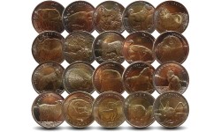 Набор из 20 монет Турции 1 лира 2009-2016 г. В мире животных