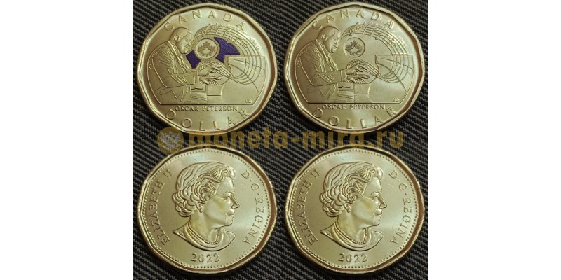 Набор из 2 монет Канады 1 доллар 2022 г. Оскар Питерсон
