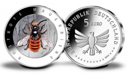 5 евро Германии 2023 г. Пчела рыжая осмия, Мир насекомых №4