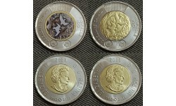 Набор из 2 монет 2 доллара Канады 2023 г. Жан-Поль Риопель художник и скульптор Птицы
