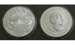 1 доллар Австралии 2024 г. год дракона, Лунар 3