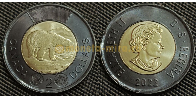 2 доллара Канады 2022 г. В честь Королевы Елизаветы II - "черный доллар"