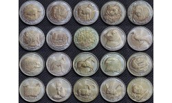Набор из 20 монет Турция 1 лира 2009-2016 г. Красная книга