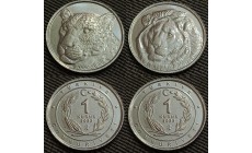 Набор из 2 монет 1 куруш Турции 2022 г. Лев и Ягуар - красная книга
