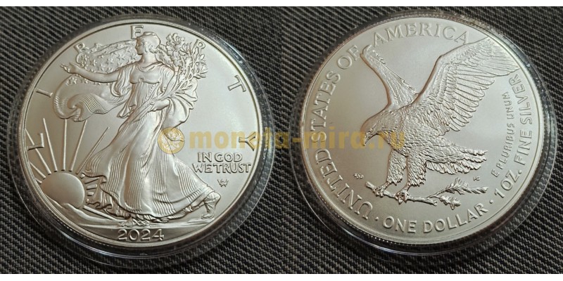 1 доллар США 2024 г. Шагающая свобода - серебро 999 пр.