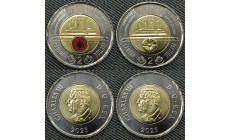 Набор из 2 монет 2 доллара Канада 2025 г. Чествование неизвестного солдата Канады