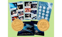 Альбом с жетоном 10 долларов Силенд 2025 г. Венера - 3, история Российской космонавтики - №1