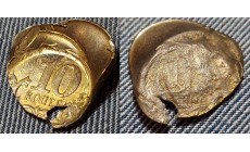 10 копеек брак смещение, залипуха, множественные удары, магнитная