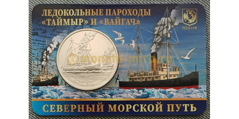 Жетон ММД 2025 г. Ледокольные пароходы Таймыр и Вайгач, Северный морской путь, в блистере №5