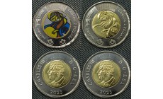 Набор из 2 монет Канада 2 доллара 2025 г. Творчество Дафни Оджиг