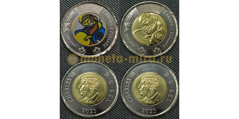 Набор из 2 монет Канада 2 доллара 2025 г. Творчество Дафни Оджиг