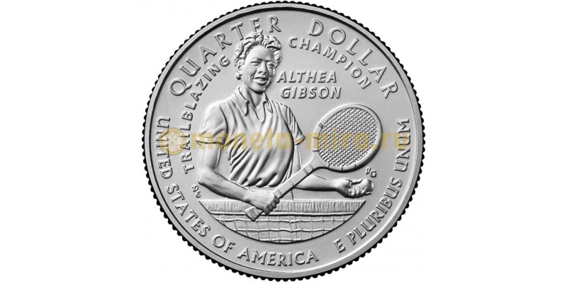 25 центов США 2025 г. Женщины Америки. Теннисистка Алтея Гибсон №20