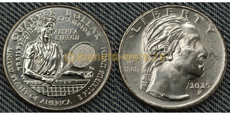 25 центов США 2025 г. Женщины Америки. Теннисистка Алтея Гибсон №20