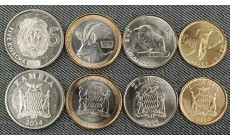 Набор из 4 монет Замбия 2024 г. 50 нгве и 1, 2, 5 квача