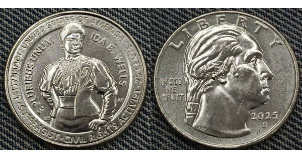 25 центов США 2025 г. Женщины Америки. Ида Б. Уэллс №16, двор D купить