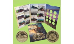 Жетон 10 долларов Княжество Силенд 2026 г. Пассажирский паровоз серия НВ, в альбоме