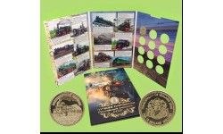 Жетон 10 долларов Княжество Силенд 2026 г. Пассажирский паровоз серия НВ, в альбоме