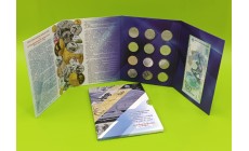 Официальный набор из 11 монет 25 р. и банкноты 100 р. серии АА в буклете. Олимпиада в Сочи 2014 г., с жетоном СПМД