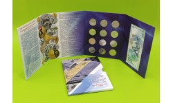 Официальный набор из 11 монет 25 р. и банкноты 100 р. серии Аа, замещенка в буклете. Олимпиада в Сочи 2014 г., с жетоном СПМД