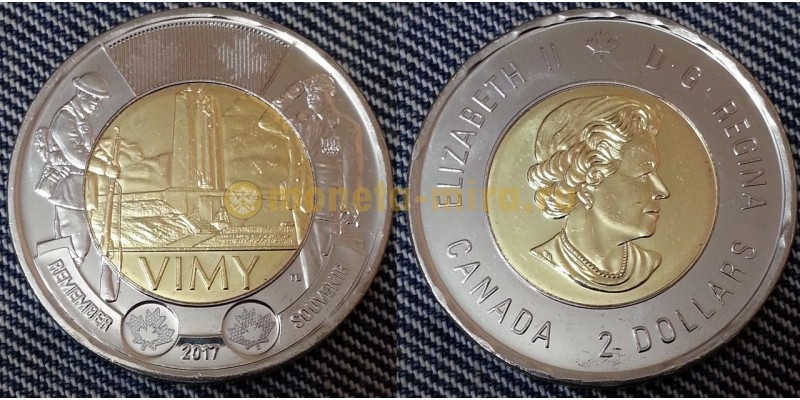 2 доллара Канады 2017 г. Битва при Вими-Ридже