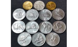 Набор из 14 монет Северной Кореи 2002 г. 1, 1/2, 2 чона - животные, транспорт