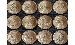 Набор из 14 монет 1 доллар США 2009-2023 гг.. Индианка Сакагавея