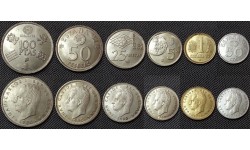 Набор из 6 монет Испании 1980 г. 1,5,25,50,100 песет и 50 сентаво