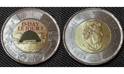 2 доллара Канады 2019 г. 75 лет высадке союзников в Нормандии - цветная