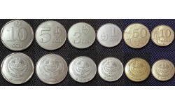Набор из 6 монет Киргизии 2008-2009 гг.. 1,3,5,10 сом и 10,50 тыйын