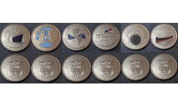 Набор из 6 монет Панама 1/4 бальбоа 2016 г. - 100 лет строительству Панамского канала