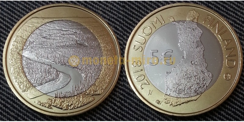  5 евро Финляндии 2018 г. - река Оланга (Оуланкайоки)