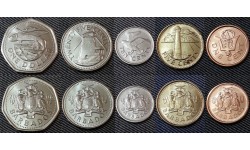 Набор из 5 монет Барбадос 2008-2011 гг. 1,5,10,25 центов и 1 доллар