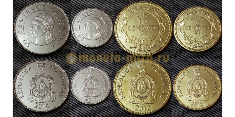 Набор из 4 монет Гондураса 2012-2014 гг. 5,10,20 и 50 сентаво