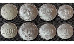 Набор из 4 монет Индонезии 2016 г. 100,200,500,1000 рупий