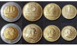 Набор из 4 монет Уругвай 1998-2008 гг.. 1,2,5,10 песо