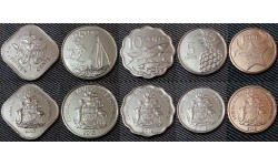 Набор из 5 монет Багамских островов 2005-2015 гг. 1,5,10,25,50 центов