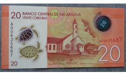 20 кордоб Никарагуа 2014 г. полимер-пластик