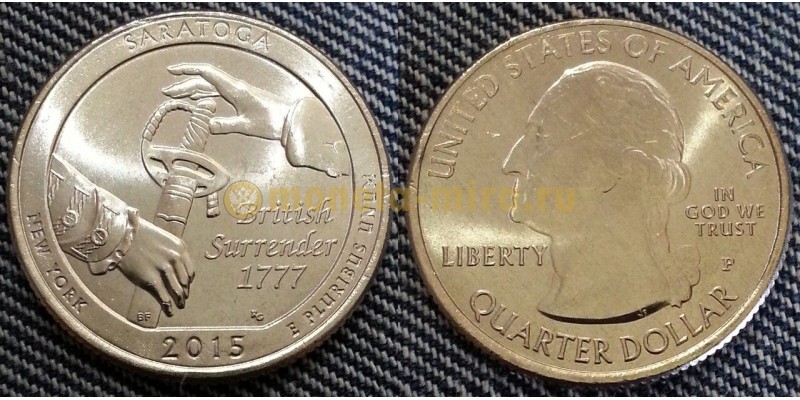 25 центов США 2015 г. Национальный парк Саратога, №30 двор D