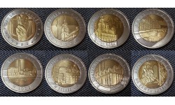 Набор из 8 монет Польши 2014-2017 гг.. 5 злотых - открой для себя Польшу