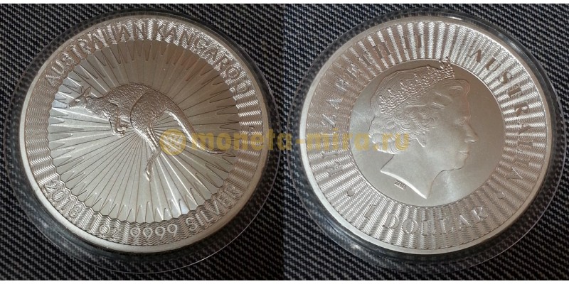 1 доллар Австралии 2018 г. Кенгуру, серебро 999 пр.